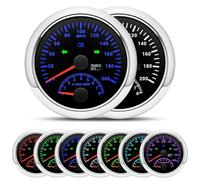 85mm GPS Speedometer & Tachometer Combo Gauge, 0-200 MPH & 0-8000 RPM, IP67 Waterproof w/Stepping Motor & GPS Antenna, Red Backlight for 12V/24V Trucks, Boats, Marine
