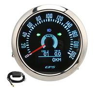 85mm GPS Speedometer with Turn Signal Light 0-200KM/H Adjustable 7 Color Backlit for Car RV Ship (Black)