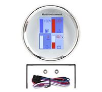 85mm Multi Function Gauge, Digital Water Temp Gauge with LED Backlight, White Dial White Front Cover - IP67 Waterproof, High Precision, for Yachts and Speedboats (White Dial White Front Cover 910