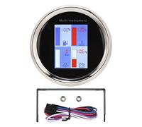 85mm Multi Function Gauge, Digital Water Temp Gauge with LED Backlight, White Dial White Front Cover - IP67 Waterproof, High Precision, for Yachts and Speedboats (Black Dial White Front Cover 910