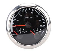 85mm Speedometer Fuel Gauge Tachometer 3 in 1 Multi Function 7000RPM Voltage Meter 7 Color Backlight for Trucks Cars Boats (Black Silver)