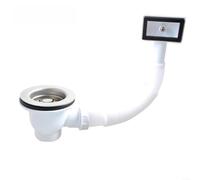 85mm Stainless Steel Kitchen Sink Drain Strainer with Overflow Pipe, SUS304 Basin Waste Trap for Standard G1½ Inch Fitting