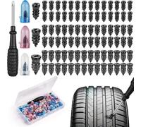 85PC Tire Repair Rubber Nails Kit with 3Sizes,Vacuum TireRepair Kit - Fast Self-Service Tire Repair Tools, Screw in TireRepair Plugs with Box and Screwdriver,TirePlugs Kits for Truck Car Motorcycle