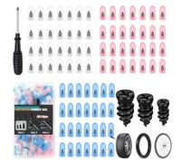 85Pcs 3 Sizes Tyre Repair Screws Rubber kit, Tyre Puncture Repair Kit Screw Tires Plugs for Car Self-Service Repairing Tools with Box, Vacuum Tires Spiral Rubber Nails (85, 28S+28M+28L+Screwdriver)