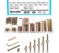 85pcs 8 Size Crib Screws Hardware Replacement Kit,Bolts & Barrel Nuts | M6x12/15/25/35/45/55/65/75 mm Hex Drive Socket Cap Screws Barrel Nuts&Dowel Pins for Baby Bed Cribs Furniture(Bronze)