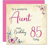 85th Aunt Birthday Card - Beautiful Butterfly Floral Aunts Birthday Card for 85 Year old Eighty Five Eighty Fifth
