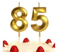 85th Birthday Candles Gold Number 85 Happy Birthday Candles Cake Topper Decorations for Birthday Party for 3D Designed Wedding Anniversary Party Wedding Anniversary Celebration Supply