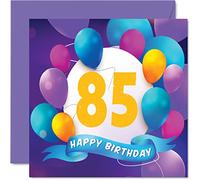 85th Birthday Card for Men Women - Balloon Party - Happy Birthday Cards for 85 Year Old Man Woman Great Grandad Grandpa Grandma Gran Nan Nanny Mum Dad, 145mm Bday Greeting Cards Gift