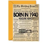 85th Birthday Card for Men Women - Bday Press Newspaper 1940 - Happy 85 Birthday Cards for Dad Wife Husband Nan Grandad Uncle, 5x7 Inch Bday Greeting Cards