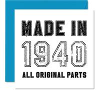 85th Birthday Card for Men Women Him Her - Made in 1940 All Original Parts - Funny Birthday Card for Great Grandad Nan Grandma, 145mm Humour Greeting Cards