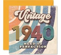 85th Birthday Card for Men Women - Vintage 1940 Aged To Perfection - Happy 85 Birthday Cards for Grandma Wife Grandad Auntie Dad Uncle, 145mm Bday Greeting Cards