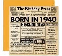 85th Birthday Cards for Men Women - Born In 1940 Newspaper - Happy 85 Birthday Card for Grandad Grandma Nan Vintage Retro Back In 1940, 145mm Bday Greeting Cards