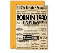85th Birthday Cards for Women Men - Born In 1940 Newspaper - Happy 85 Birthday Card for Grandma Grandad Nan Vintage Retro Back In 1940, 5x7 Inch Bday Greeting Cards