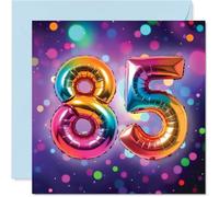 85th Birthday Cards for Women Men - Rainbow Foil Balloon - Happy Birthday Card for 85 Year Old Woman Man Wife Uncle Husband Grandad, 145mm Bday Greeting Cards