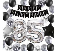 85th Birthday Decorations, Decoration 85th Birthday Men, 85 Years Balloon Decoration, Silver Black Giant Balloon 85th Birthday 85th Birthday Decoration for Dad Mum (85th)