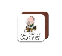 85th Birthday Gift for Grumpy Old Man - Coaster - Giftset - Made by MUGGZ in The UK