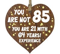 85th Birthday Gift For Women Men Wooden Heart Plaque, Dark Wood Sign Keepsake, Happy Birthday Mum, Grandma, Dad, Husband, Wife, Uncle, Mum Gifts From Son, Nan, Grandad Birthday Present
