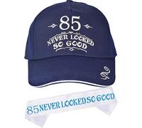 85th Birthday Gifts for Men, 85th Birthday Hat and Sash Men, 85 Never Looked So Good Baseball Cap and Sash, 85th Birthday Party Supplies, 85th Birthday Party Decorations, 85th Birthday Accessories