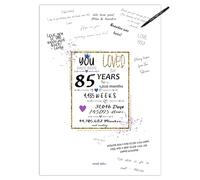 85th Birthday Party Guest Book Poster - Table Centerpiece Decoration Banner for Women or Men Turning 85 years old - Sweet Guest Book Alternative - Size A3 Art Anniversary Keepsake Sign for Wishes