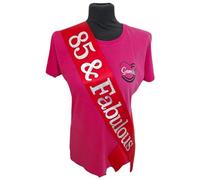 85th Birthday Sash - 85 & Fabulous Birthday Sash - Beautiful Quality Red Ribbon and Holographic Silver Font - 85th Birthday Sash