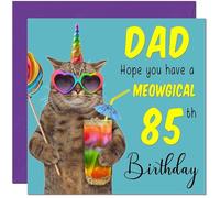 85th Dad Birthday Card - Meowgical Cat Funny Father Birthday Card for 85 Year old Eighty Five Eighty Fifth