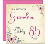 85th Grandma Birthday Card - Beautiful Butterfly Floral Grandmother Birthday Card for 85 Year old Eighty Five Eighty Fifth