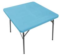 85x85cm Square Tablecloth with Elastic Edge,Soft Polyester Indoor Outdoor Table Cover for Party Picnic Wedding Patio,Durable Table Protector (Sky Blue)
