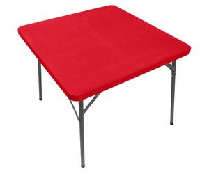 85x85cm Square Tablecloth with Elastic Edge,Soft Polyester Indoor Outdoor Table Cover for Party Picnic Wedding Patio,Durable Table Protector (Red)