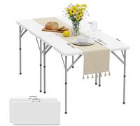 86.4 cm Square Camping Table Set of 2 Portable Folding Dining Table with Handle & Safety Lock Indoor/Outdoor Plastic Picnic Table