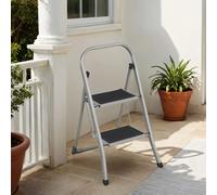 SONGMICS Step Ladder, 2-Step Ladder, Folding Ladder, Safety Lock, Space-Saving Storage, Holds up to 150 kg, Dove Grey GSL012G01