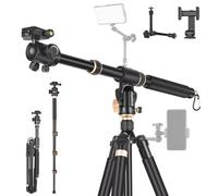 86.6 Inch Multi-Function Aluminum Camera Tripod Monopod with 32 mm Tube Center Column and 360 Degree Ball Head,Horizontal Tripod Overhead Camera Mount for DSLR Camera, Video Camcorder,Adjustable