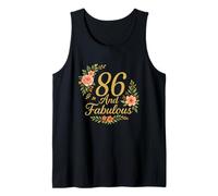 86 And Fabulous Floral 86th Birthday Celebration Funny Tank Top