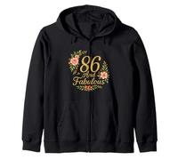 86 And Fabulous Floral 86th Birthday Celebration Funny Zip Hoodie