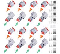 86 PCS Deutsch DT Grey 3 Pin Connectors 8 Set, Waterproof Electrical Wire Connector with Stamped Contacts and Seal Plug for Truck, Off-Road Vehicles, Construction, Agriculture, Motorcycle Wiring
