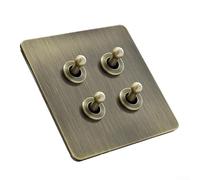 86 Type Green Bronze Stainless Steel Wall Switch Panel 1 2 Way Toggles for Standard Bottom Box Modern Home Electrical Outlet Parts Decor(4 Gang)