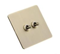 86 Type Green Bronze Switch Panel Stainless Steel Wall Plate 1-4 Gang Dual Control for Modern Interior(2 Gang)