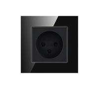86 Type Recessed Mount Tempered Glass Panel Three Hole Switch Socket(Black 2pin IL socket)