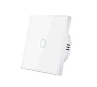 86 Type Single Gang Touch Light Switch, 1-Gang, Wall-Mounted Control Switch with Tempered Glass Panel, Single Live Wire Installation, LED Indicator, for Homes Offices Hotels(White)