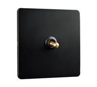 86 Type Stainless Steel Wall Light Switch 1 Way 2 Way for toggle Brass Lever Black Flatplate for Home Office for hotel Electrical Fitting(1 Gang)