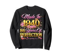 86 Year Old Made in 1940 Retro Floral 86th Birthday Women Sweatshirt