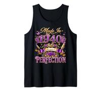 86 Year Old Made in 1940 Retro Floral 86th Birthday Women Tank Top