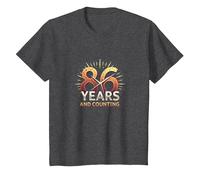 86 Years and Counting - Birthday Gift Celebration Art T-Shirt, Kids, Dark Heather Grey, 10 Years