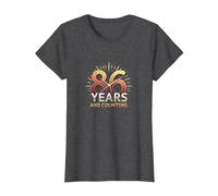 86 Years and Counting - Birthday Gift Celebration Art T-Shirt, Women, Dark Heather Grey, XL