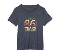 86 Years and Counting - Birthday Gift Celebration Art T-Shirt, Women's Plus, Heather Blue, 5X