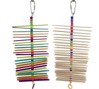 860 Pk2 Mini Long Stick - Wooden Bird Chew Toys for Conures, Parrots, Budgies, Chickens - Enrichment & Boredom Relief Toy for Chicken Coop, Budgie Cage - Safe Bird Toy for Parrots & Chickens