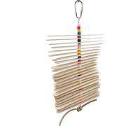 866 Big Natural Sticky - Handcrafted chewable Bird Toy, Natural Sticks, Colorful Beads, Natural Leather Strip, Turning Fun, Great for Small & Medium Size pet Birds Budgie Finch Lovebird Parrotlet