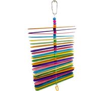867 Big Rainbow Sticky - Handcrafted chewable Bird Toy, Colorful Sticks, Colorful Beads, Natural Leather Strip, Turning Fun, Great for Small & Medium Size pet Birds Budgie Finch Lovebird Parrotlet