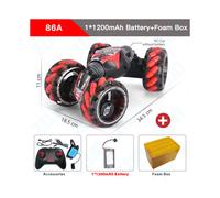 (86A Red 1B FB) ZWN 1:12 4WD RC Car Radio Gesture Induction Music Light Stunt Remote Control Car off-Road Control Boys