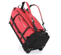 86L Collapsible Wheeled Luggage With Removable Backpack Straps,Waterproof Rolling Duffle Bag with Quilted Base, P-Red, 86L, Travel