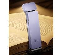 86lux Book Light, Rechargeable Clip-On LED Reading Light for Bed | 3 Color Temperatures with Stepless Dimming, Ultralight Bookmark Design for Kids, Book Lovers, Purple